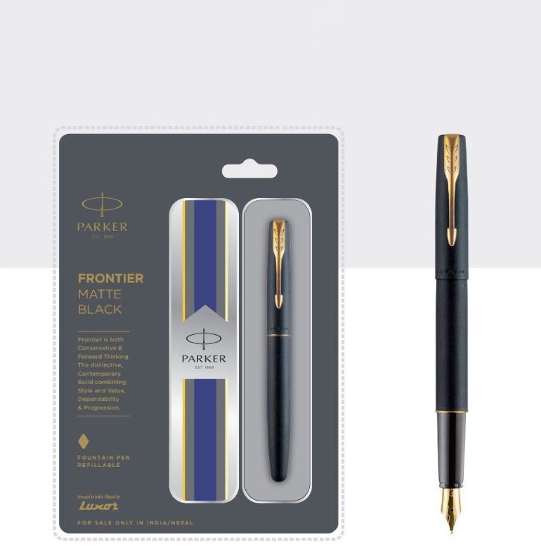 Frontier Matte Black Fountain Pen with Gold Trim